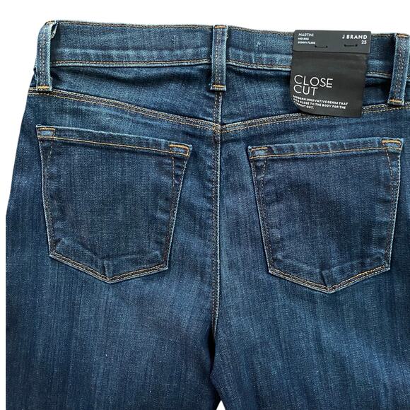 NWT J Brand Martini Mid Rise Skinny Flare Sz 25 MidRise DarkWash Blue 35” Inseam - Picture 6 of 11